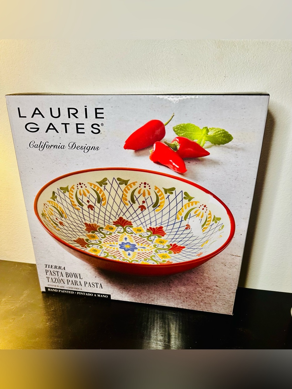 Laurie Gates Tierra Red Hand-Painted Pasta Bowl